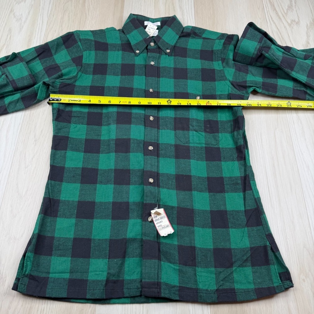 NWT VTG Brooks Brothers Green Black Buffalo Plaid Flannel Button Shirt Size M - Picture 8 of 11
